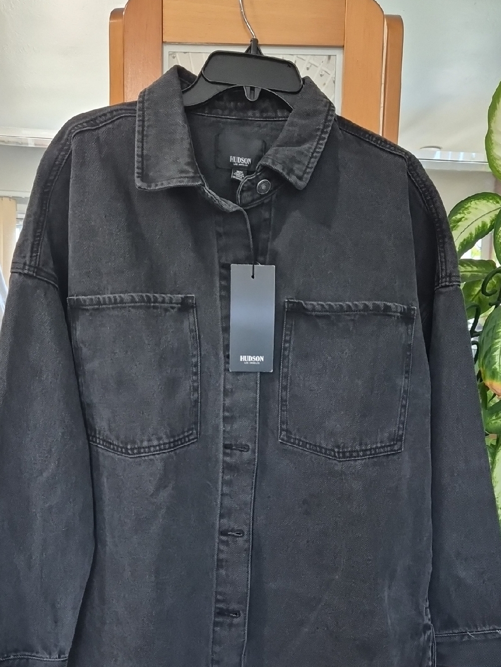 Hudson Jeans Black Washed Shirt Jacket